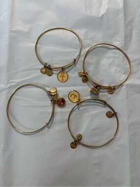 Alex & Ani Gold-Tone Charm Bangle Bracelet - Set of 4